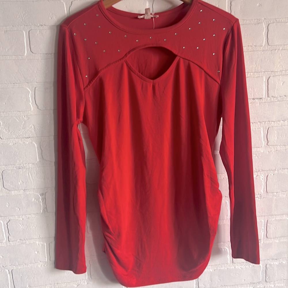 Como Vintage ruched sides sprinkle of jewels cutout top Sz Large NWT